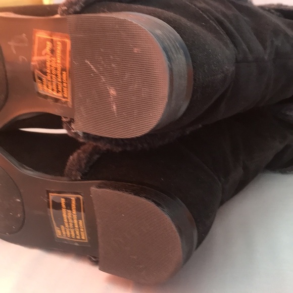 Rampage  Carissa black velvet gray faux fur fold over knee high boots  size 7 - Picture 7 of 12